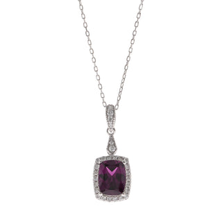 Valerie 14K White Gold Cushion-Cut Rhodolite Garnet Pendant