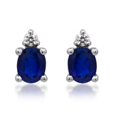 Peyton 10K White Gold Oval-Cut Blue Sapphire Earring