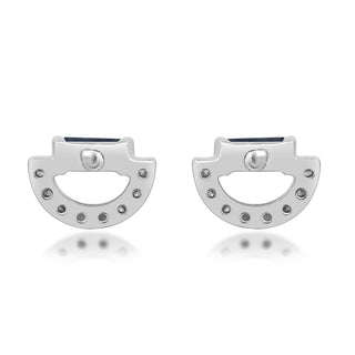 Ruby 14K White Gold Baguette-Cut Blue Sapphire Earrings