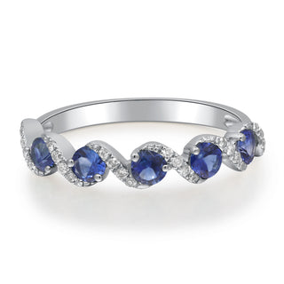 Hallie 10K White Gold Round-Cut Blue Sapphire Ring