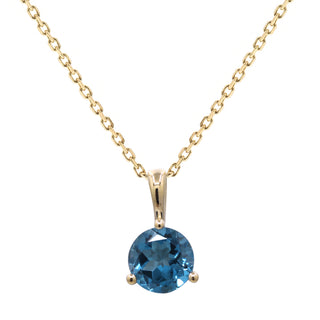 Alexandra 14K Yellow Gold Round-Cut Brazilian London Blue Topaz Pendant