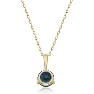 Alexandra 14K Yellow Gold Round-Cut Brazilian London Blue Topaz Pendant