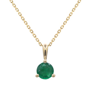 Abigail 10K Yellow Gold Round-Cut Zambian Emerald Pendant