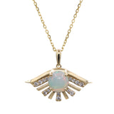 Swallow 14K Yellow Gold Round-Cut Opal Pendant