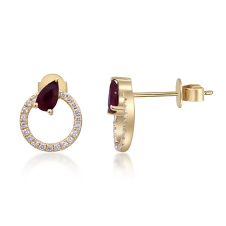 Mindy 14K Yellow Gold Pear-Cut Mozambique Ruby Earring