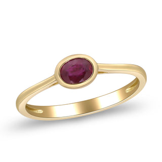 Chana 10K Yellow Gold Oval-Cut Mozambique Ruby Ring