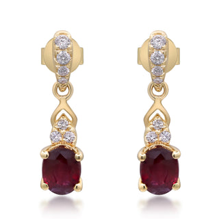 Hallie 14K Yellow Gold Oval-Cut Mozambique Ruby Earring