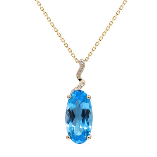 Valerie 14K Yellow Gold Oval-Cut Swiss Blue Topaz Pendant