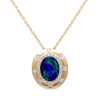 Stellar Halo Australian Doublet Opal & Diamond Pendant