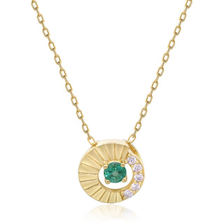 Verdant Orbit Round Emerald & Diamond Pendant