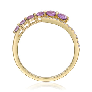 Naini 925 Sterling Silver Round-Cut Pink Sapphire Ring