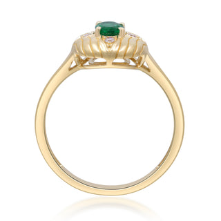 Lily Oval-Cut Emerald & Diamond Dome 14K Ring
