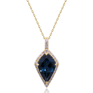 Valerie 10K Yellow Gold Pear-Cut Brazilian London Blue Topaz Pendant