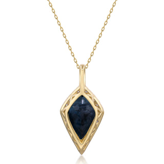 Valerie 10K Yellow Gold Pear-Cut Brazilian London Blue Topaz Pendant