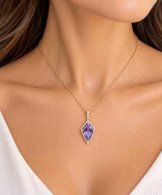 Valerie 10K Yellow Gold Pear-Cut Pink Amethyst Pendant