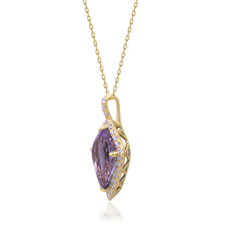 Valerie 10K Yellow Gold Pear-Cut Pink Amethyst Pendant