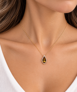 Valerie 10K Yellow Gold Pear-Cut Cognac Quartz Pendant