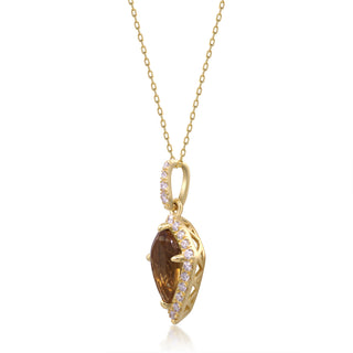 Valerie 10K Yellow Gold Pear-Cut Whisky Quartz Pendant