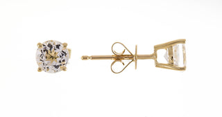 Celeste 10K Yellow Gold Round-Cut White Topaz Earring