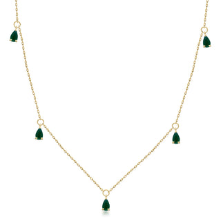 Zoe 14K Yellow Gold Pear-Cut Emerald Necklace