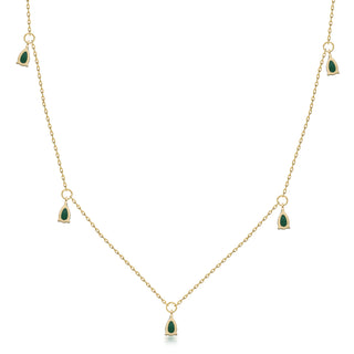 Zoe 14K Yellow Gold Pear-Cut Emerald Necklace