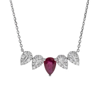 Zoe 14K White Gold Pear-Cut Mozambique Ruby Necklace