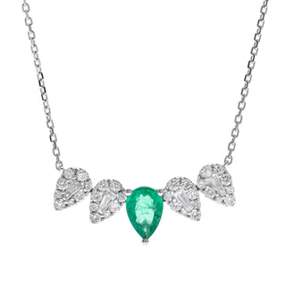Zoe 14K White Gold Pear-Cut Emerald Necklace