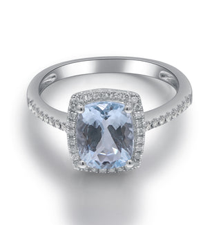 Sydney 14K White Gold Cushion-Cut Brazilian Aquamarine Ring