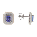 Genesis 14K White Gold Emerald-Cut Tanzanite Earrings