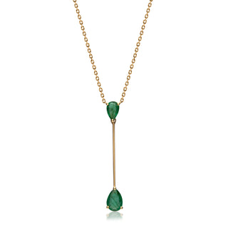Ana 10K Yellow Gold Pear-Cut Zambian Emerald Necklace