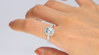 Savanna 14K White Gold Oval-Cut Blue Zircon Ring