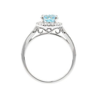 Savanna 14K White Gold Oval-Cut Blue Zircon Ring
