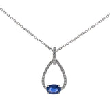 Oakley 10K White Gold Oval-Cut Blue Sapphire Pendant