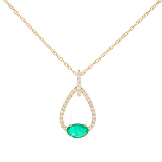 Genesis 10K Yellow Gold Oval-Cut Emerald Pendant