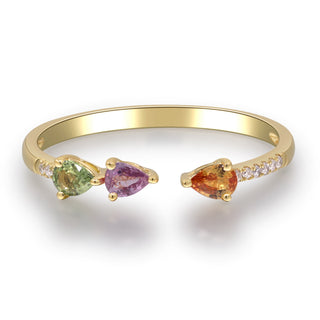 Brielle 10K Yellow Gold Pear-Cut Multi Sapphire Ring