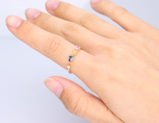 Madilyn 14K Yellow Gold Pear-Cut Multi Sapphire Ring