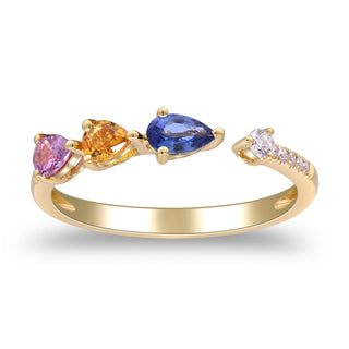 Madilyn 14K Yellow Gold Pear-Cut Multi Sapphire Ring