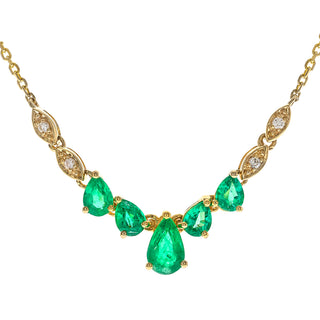 Zoe 14K Yellow Gold Pear-Cut Emerald Necklace