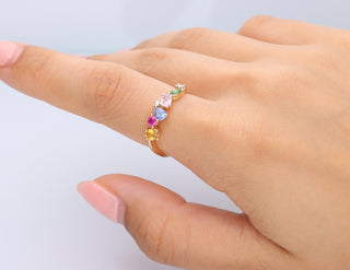 Kyra 14K Yellow Gold Round-Cut Multi Sapphire Ring