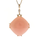 Exquisite 20 Carat Cushion-Cab Pink Opal Pendant with Diamond Accents