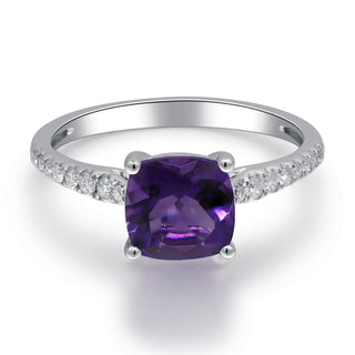 Alina 10K Yellow Gold Cushion-Cut Amethyst Ring