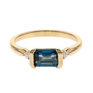 Kaylin 10K Yellow Gold Emerald-Cut Brazilian London Blue Topaz Ring