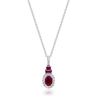 Paisley 10K White Gold Oval-Cut Ruby Pendant