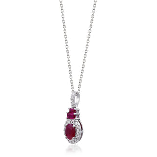 Paisley 10K White Gold Oval-Cut Ruby Pendant