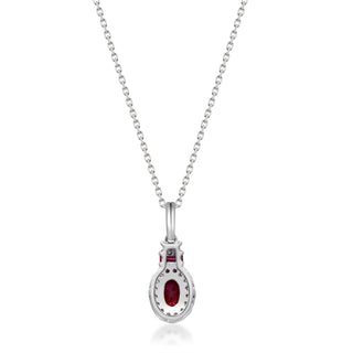 Paisley 10K White Gold Oval-Cut Ruby Pendant