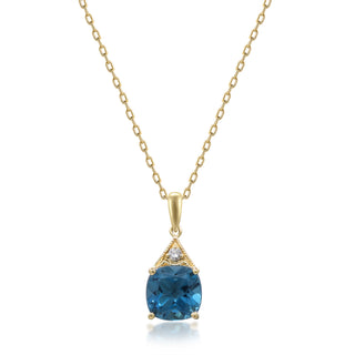 Bailey 14K Yellow Gold Cushion-Cut Brazilian London Blue Topaz Pendant