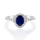 Lillian 14K White Gold Oval-Cut Blue Sapphire Ring
