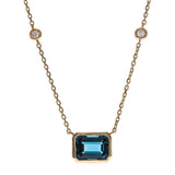 Clara 14K Yellow Gold Emerald-Cut Brazilian London Blue Topaz Pendant