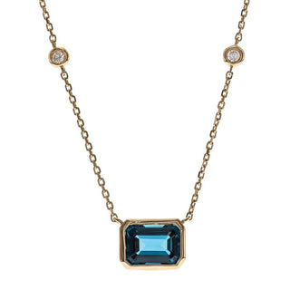 Clara 14K Yellow Gold Emerald-Cut Brazilian London Blue Topaz Pendant