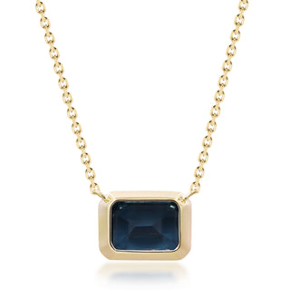 Clara 14K Yellow Gold Emerald-Cut Brazilian London Blue Topaz Pendant